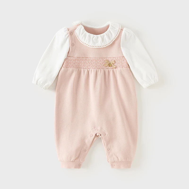 Dave Bella Newborn Girls Baby Autumn Rompers Boys Long Sleeve Pink Jumpsuit Infant Cotton Bodysuits & one-pieces DB3242406