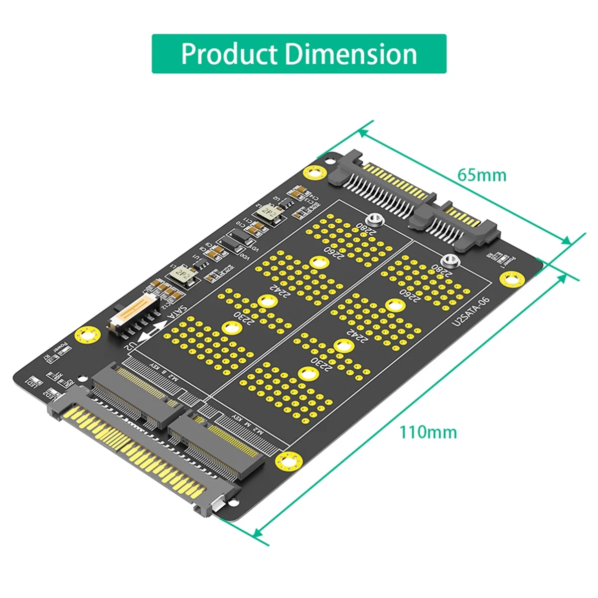 AT412 in 1 Combo M.2(NGFF) NVME PCI-E SSD to U.2 SFF-8639 & M.2( NGFF) SATA SSD to SATA Adapter