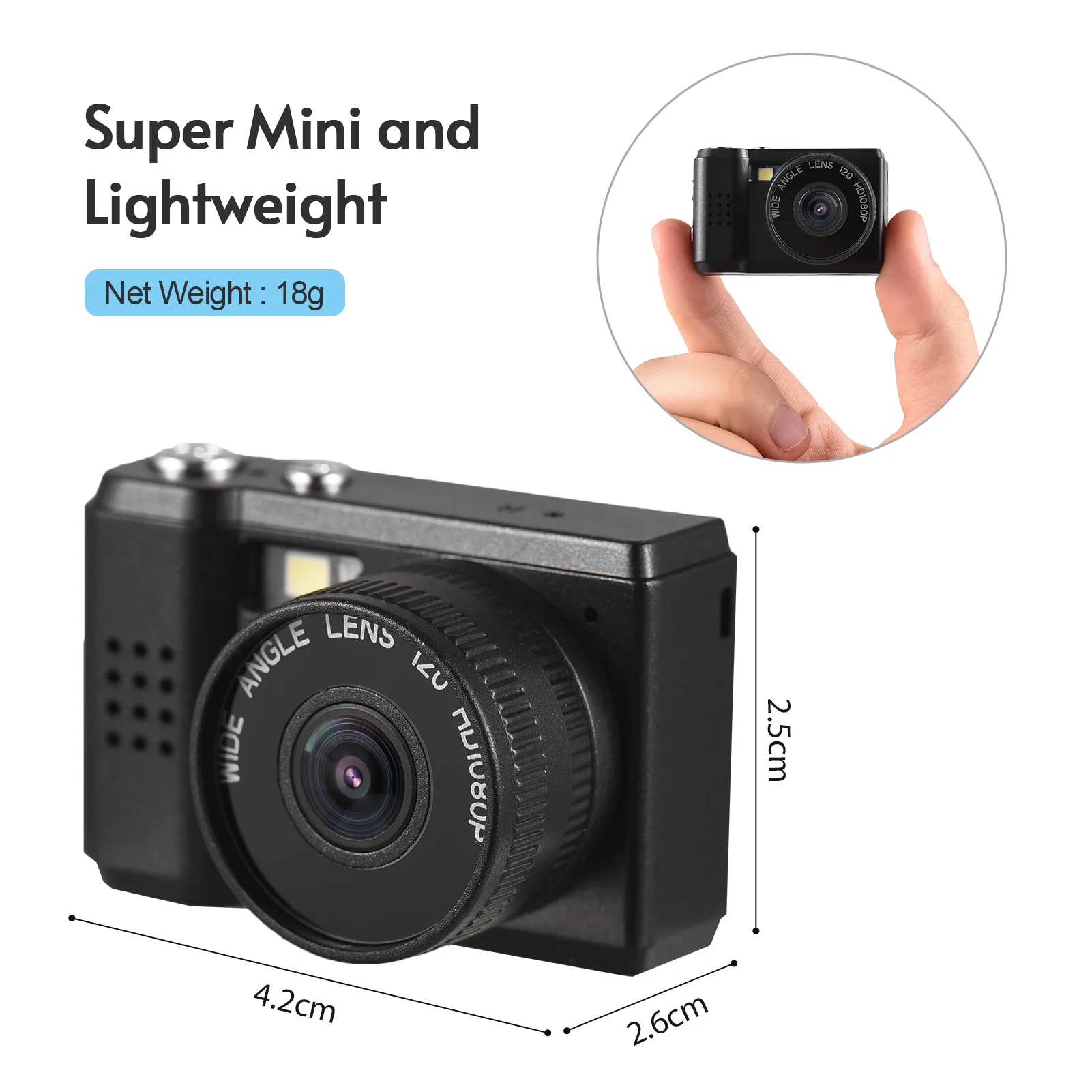 Mini Digital Video Camera 1080P Camcorder Built-in Battery with LCD Screen Flash for Photo Video