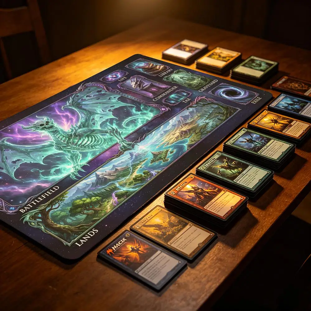 Cosmic Starry Ghost Bone Dragon MTG Playmat Magic Card Battle Mat Non-Slip Commander Mats Board TCG GameMat Gaming Accessories