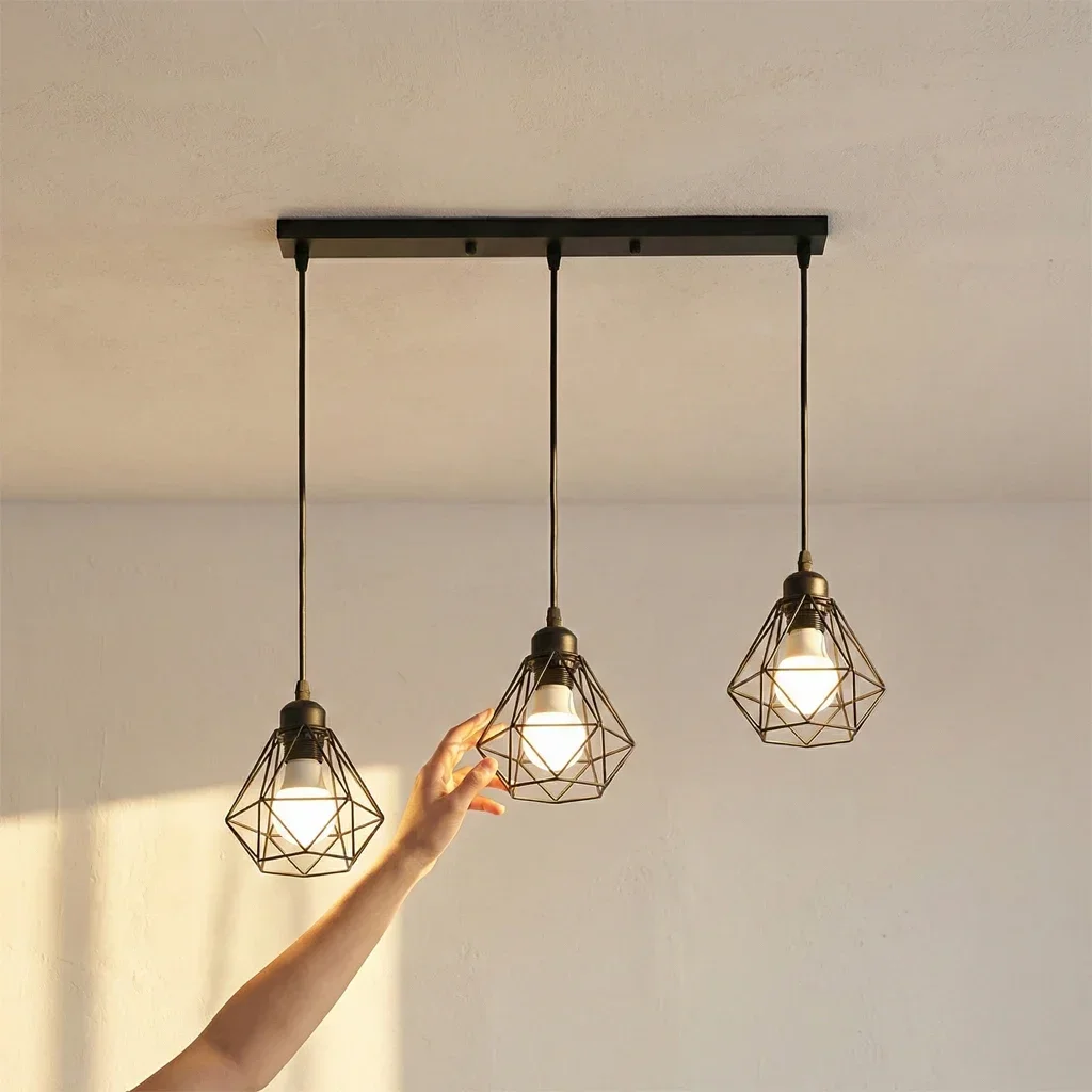 Industrial Style Ceiling Light Single Head Creative Iron Art Restaurant Aisle Light Clothing Shop Cafe Personality Diamond Light