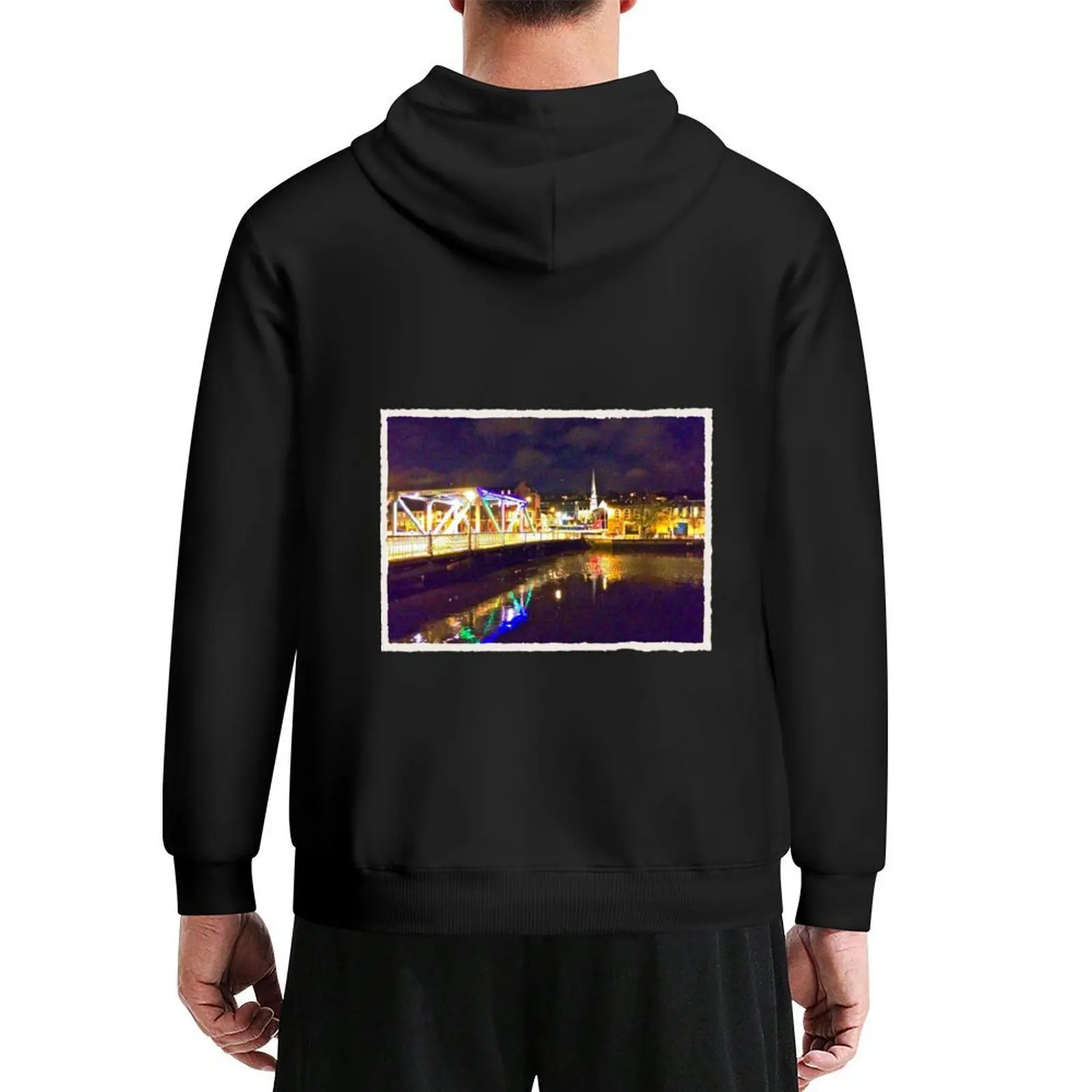 

Moonlit night on Merchants Quay 002 Hoodie japanese style autumn clothes fashion men men's clothing designer hoodies