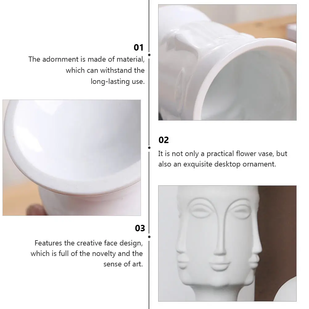

1Pcs Handcrafted Ceramic Face Vase Creative Flower Container for Indoor Decorative Use Unique Art Piece for Living Room Or Study