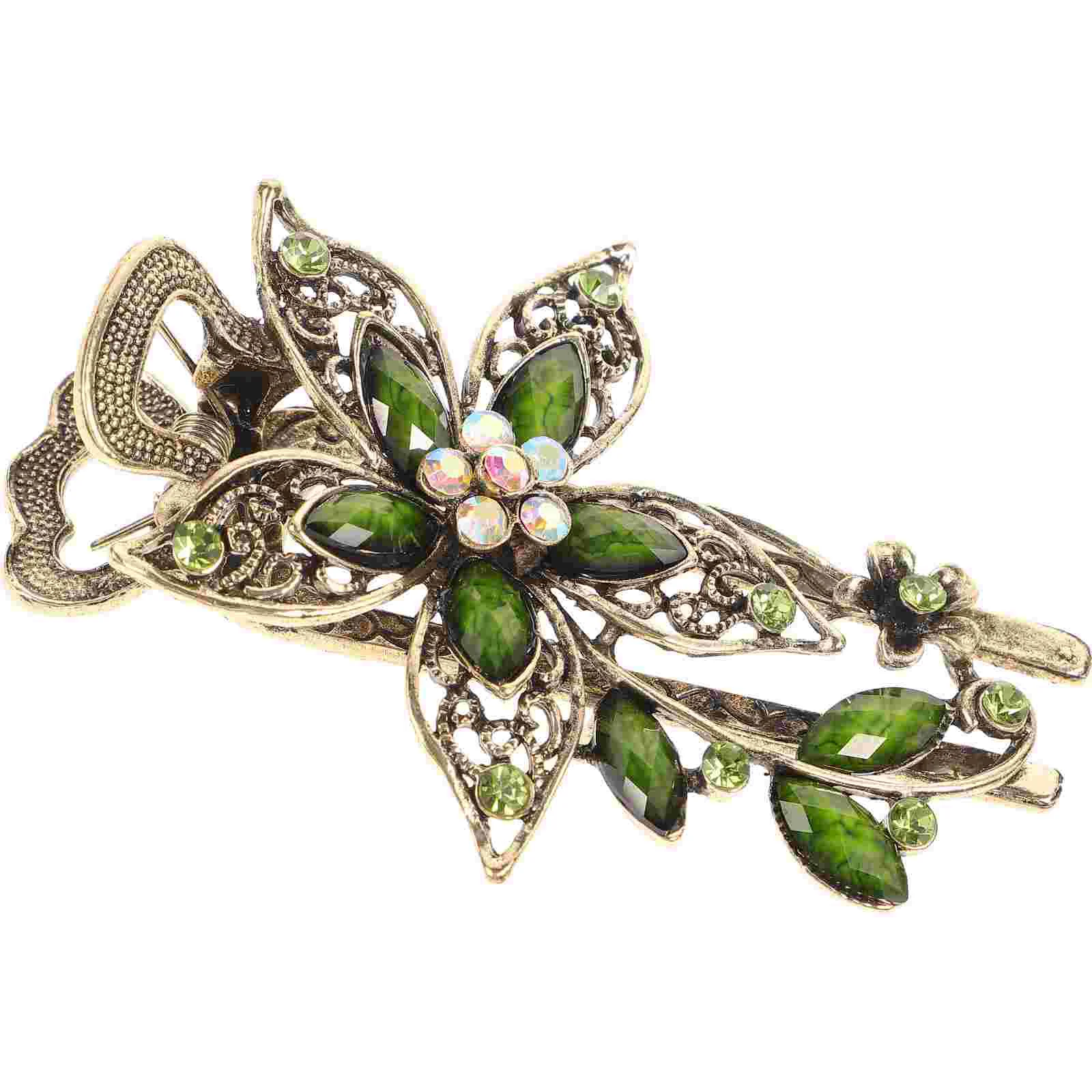 

Flower Hair Barrette Clamp Clips for Girls Button Vintage Hairclip Floral Women's