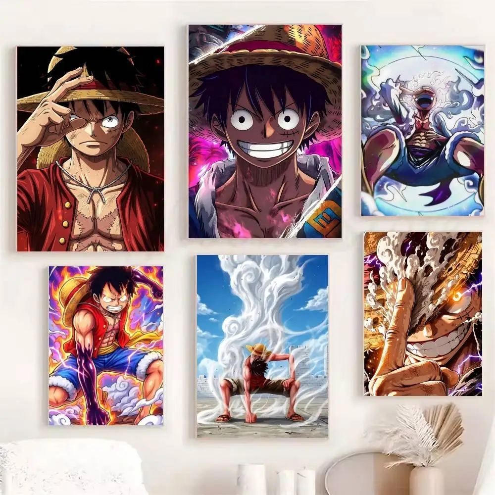 Anime One Piece Luffy Posters Fancy Wall Sticker for Living Room Bar Decoration Wall Decor