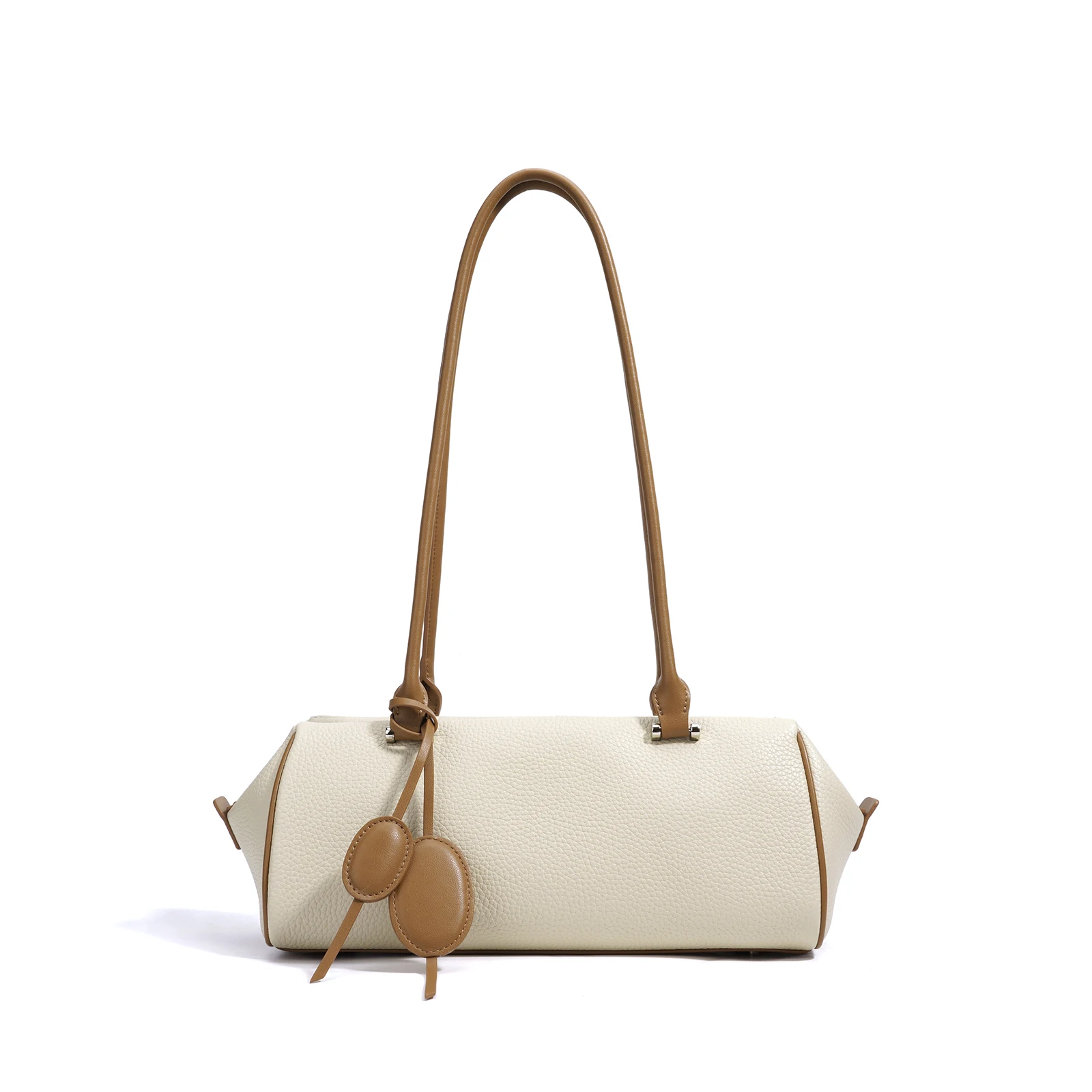 

2025 New Style Light Luxury Genuine Leather Shoulder Bags For Women Classic Solid Color Lady Commuter Underarm Bag with Pendan