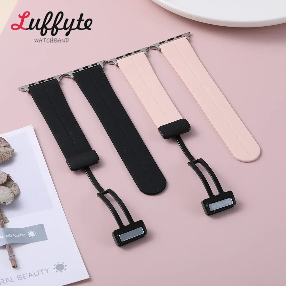 الأشرطة الناعمة لساعة أبل 38/40/41/42/44/45/46/49 مللي متر المعادن المغناطيسي مشبك معصمه ل IWatch الترا 1-10 استبدال سوار