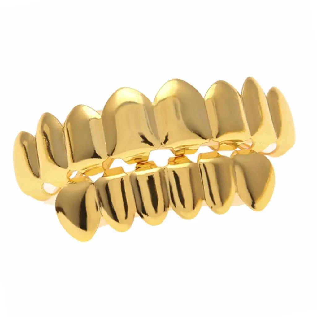 Hip Hop Mouth Cap 18K Gold Plated Teeth Grill Food Grade Silicone Fashion Tooth Cover for Night Out
