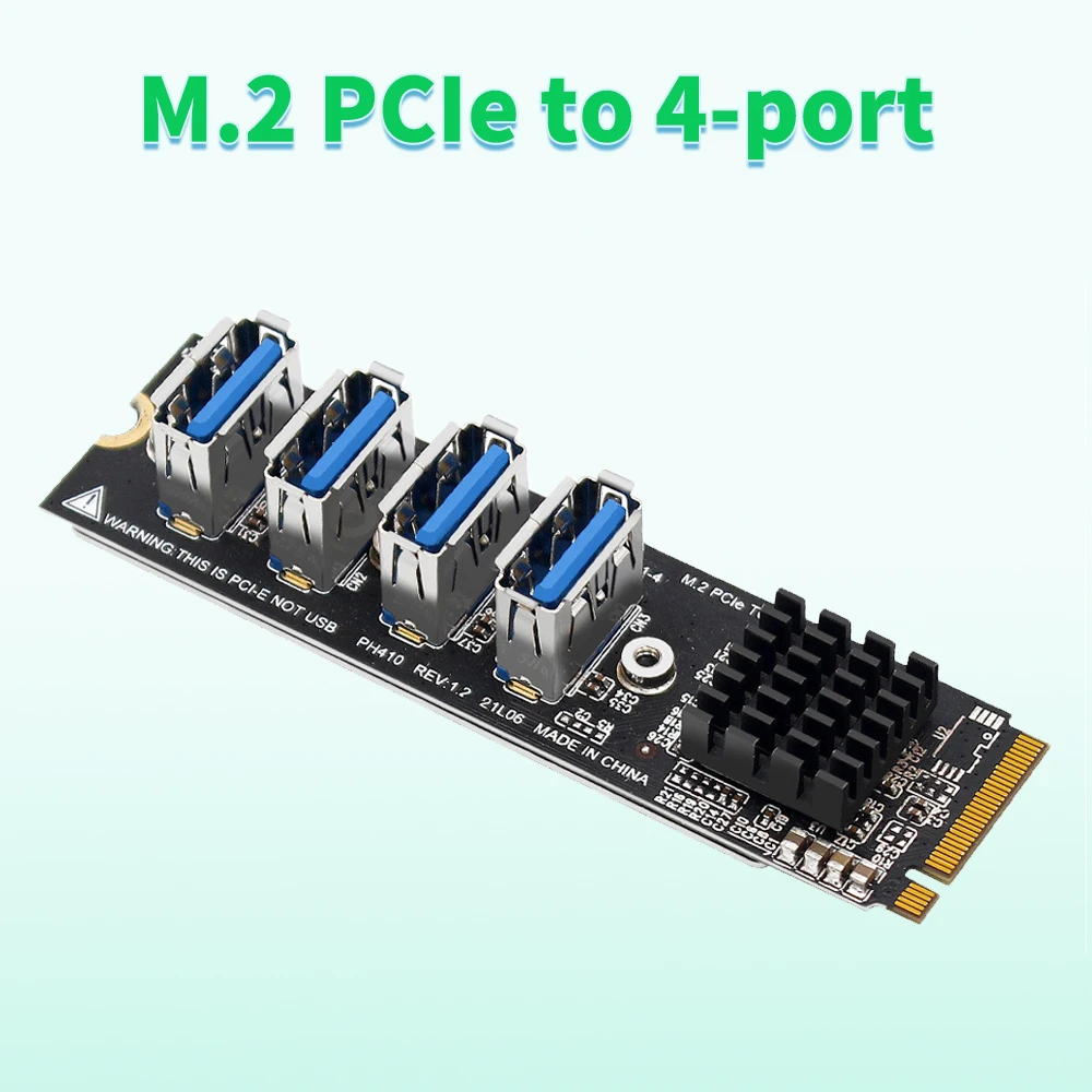 

M.2 M-Key Pcie Expansion Cards M.2 To Pci-E X1 4 Port USB3.0 Graphics Card Expansion Adapter ASM1184E M.2 Adapter