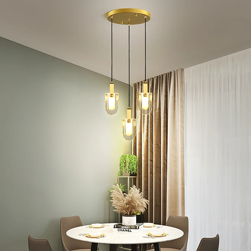 Modern Luxury Chandelier Brass Crystal Pendant Lamp Creative Designer Grass Background Restaurant Bar Table Living Room LED Lamp