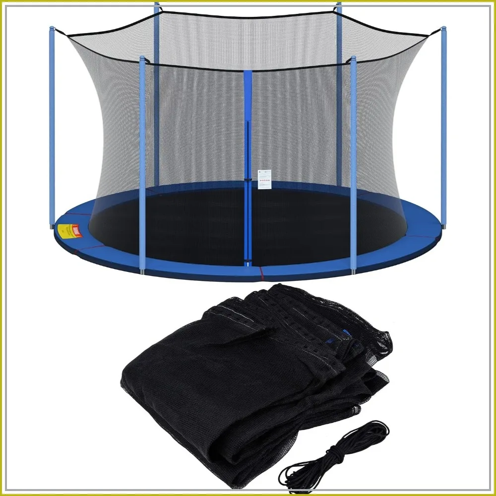 

Trampoline Net Replacement, 12ft 13ft 14ft 15ft Round Frame Safety Enclosure Netting with Adjustable Straps, Weather & UV Resistant