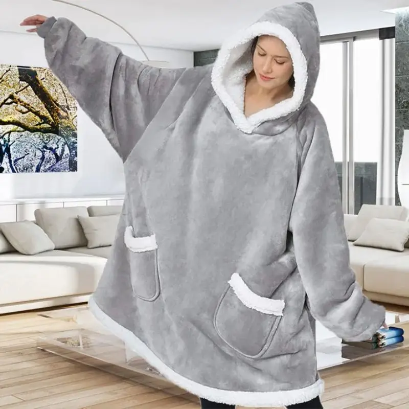 Oversize Sweater Hoodie Winter Pajamas Women\'s super dalian hoodie lambswool thermal blanket style winter clothing