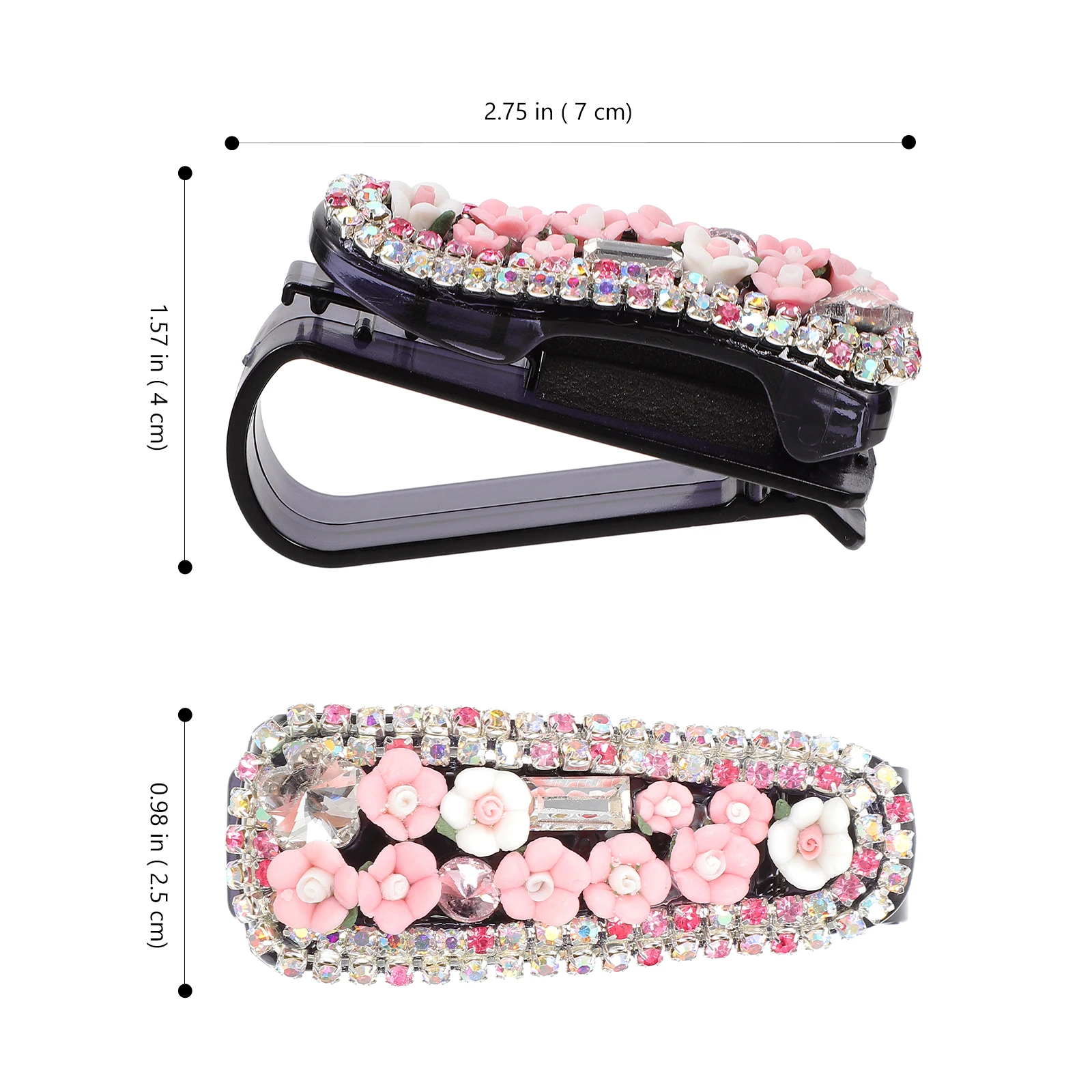

Car Glasses Holders Rhinestone Clip Pink Bling Visor Eyeglass Women Accessory Sun Visor Sunglasses Holder Practical Car Interior