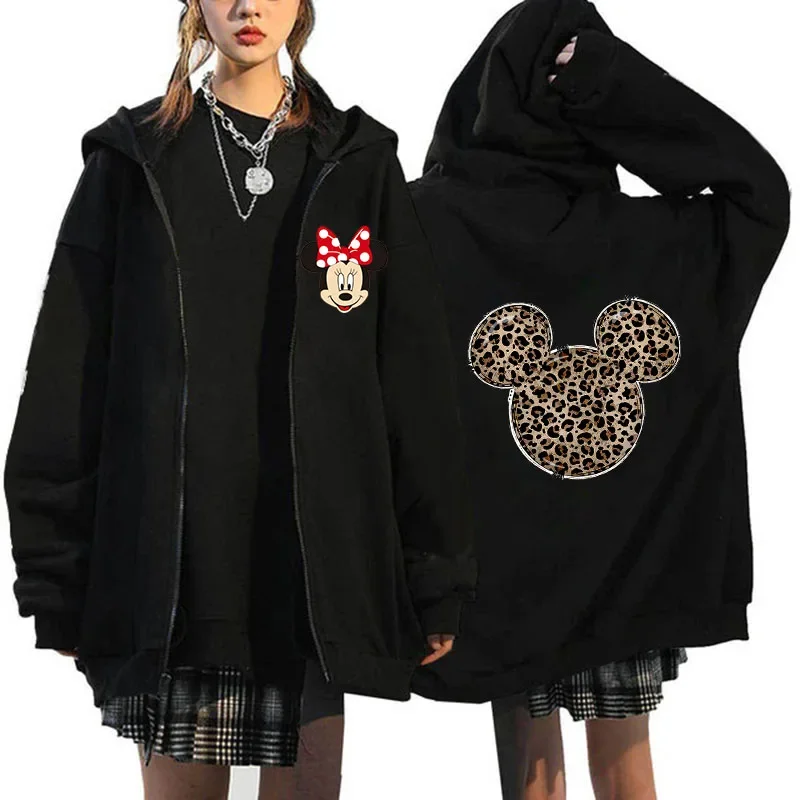 Y2k 90s Minnie Zipper Sweatshirts Mickey Mouse Disney Hoodies Harajuku Women Jacket Clothes Cartoon Streetwear Unisex