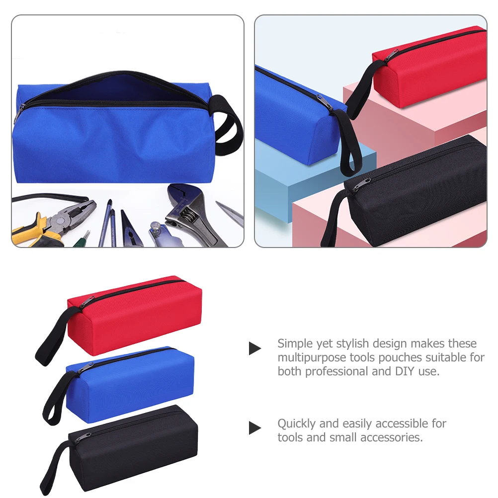 

3 Pcs Tool Bag Thickened Large Capacity Portable Storage Kit Black Blue Red Zipper Pouch Lightweight ganizer Carpenters