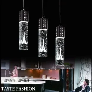 Modern Led bar counter lamp single crystal bubble column three head pendant light lighthouse column lights