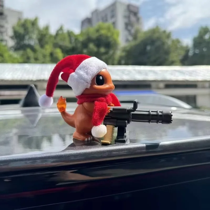 8-9 cm Anime Pokemon Gatling Gun Psyduck Charmander Figuren Desktop Dekoration Sammlung Modell Auto Ornament Junge Spielzeug geschenk