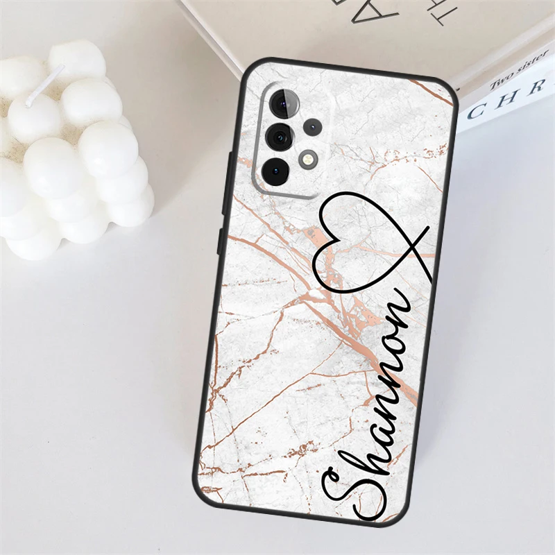 Name Initials Glitter Custom Cover For Samsung Galaxy A14 A24 A34 A54 A52 A32 A22 A12 A51 A71 A13 A23 A33 A53 Phone Case