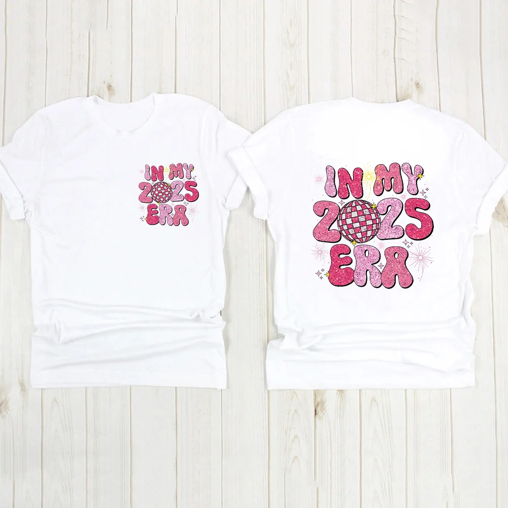 في عصر 2025 طباعة المرأة تي شيرت يوم رأس السنة عادية قصيرة الأكمام المرأة تي شيرت الصيف عادية الجولة الرقبة فتاة الملابس