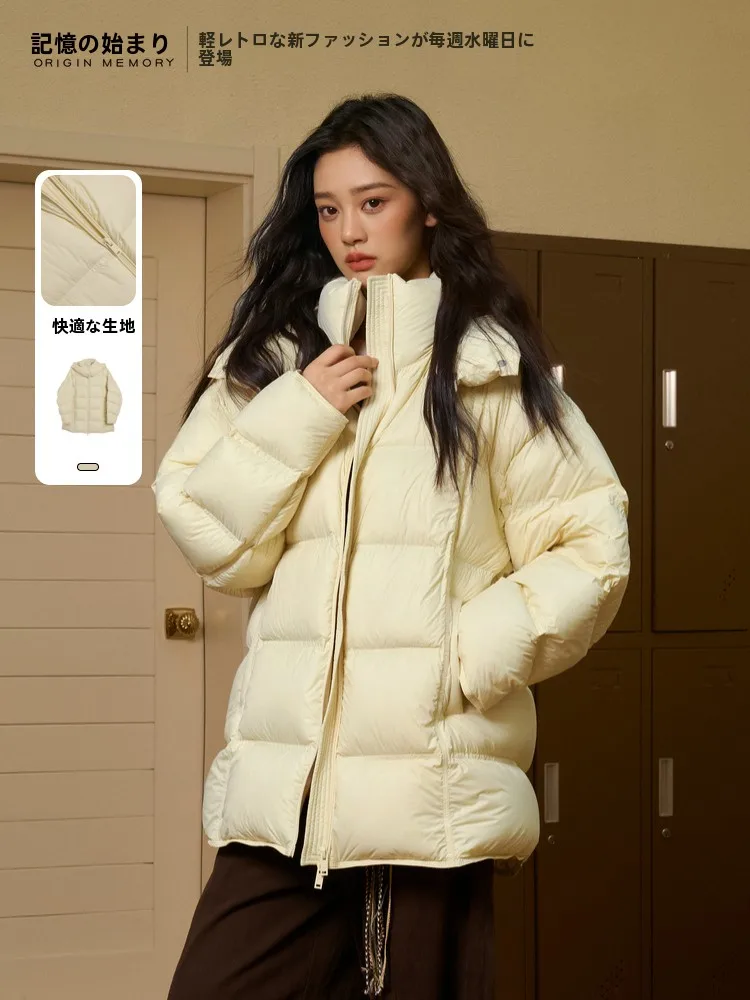 

Warmth And Sle: Women's Hooded down Jaet 2025 Winter Collection Versatile Slimming Outerwear Memory's Start 69TD90733H