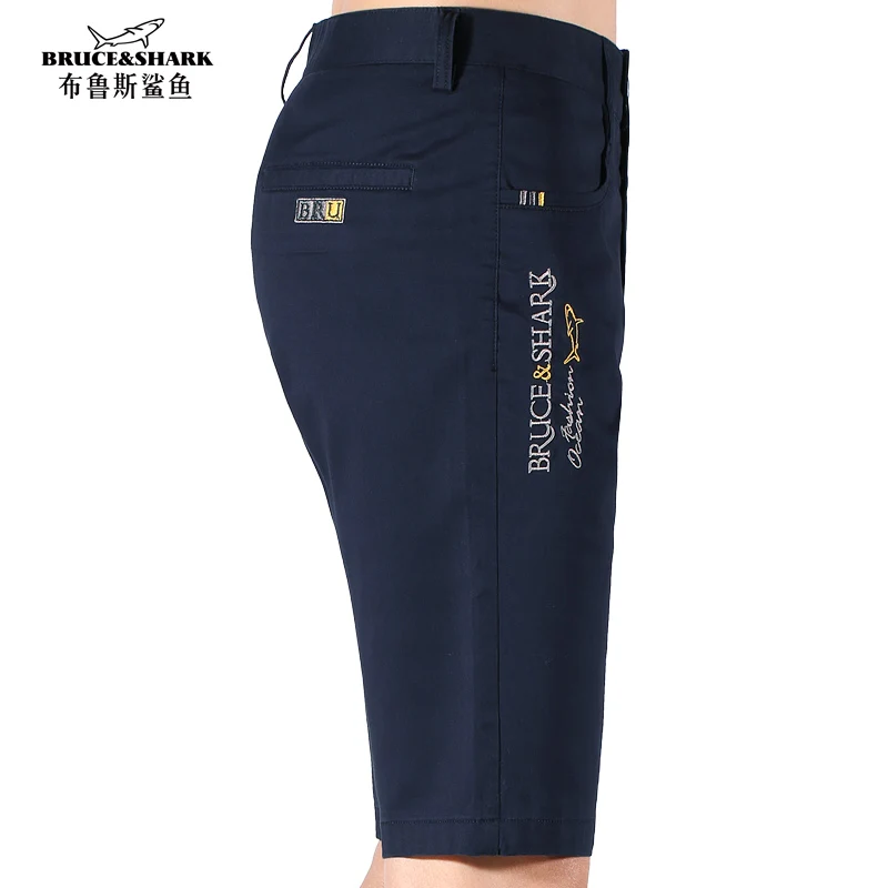 Summer Straight Men's Business Shorts Casual Bruce&Shark Thin Stretch Cotton Shorts Trousers Fashion Slim Pants Men Knee Length