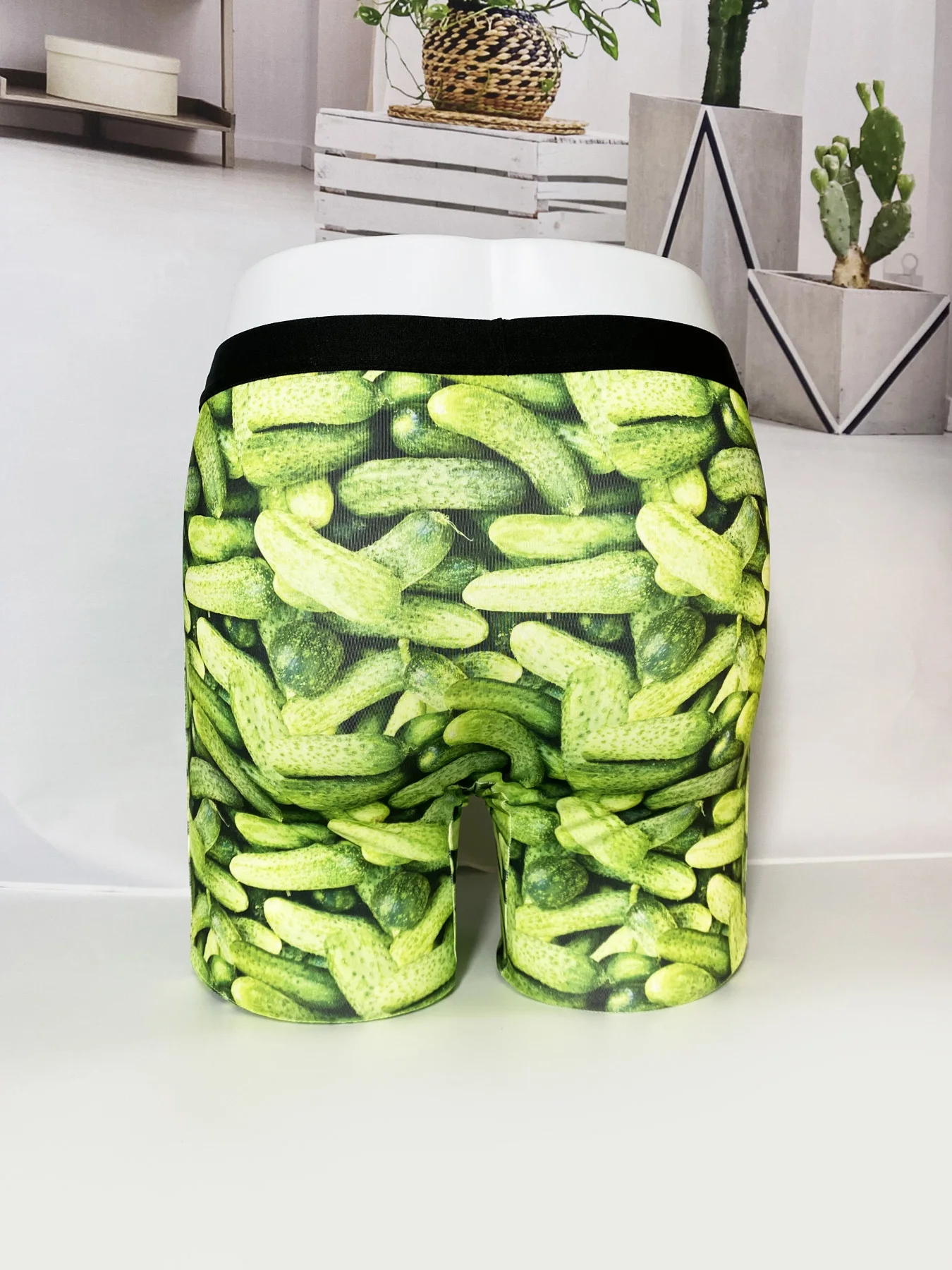 Green Sausage Pickled Cucumber Men Underwear Boxer Briefs Shorts Panties Sexy Soft Underpants for Homme Polyester Boxer Shorts