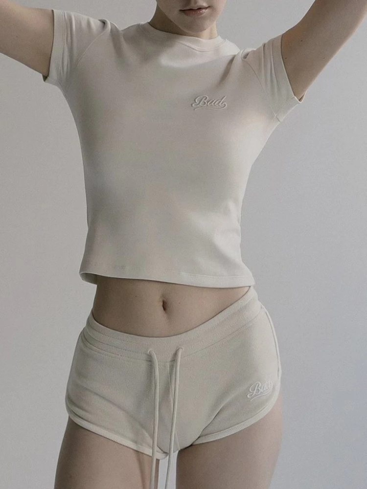 Summer Comfortable Casual Sports Shorts Women's Outdoor Wear Slimming Three-quarter Length American Retro Hot Girl Trendy