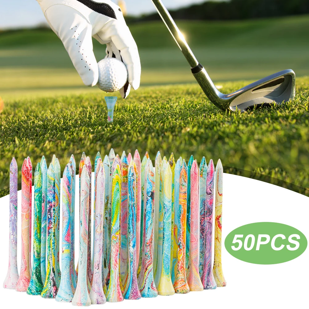 50Pcs Wood Golf Tees Portable Golf Tack More Stable Golf Ball Nails Tees Colorful Golf Training Ball Tee for Sports Court