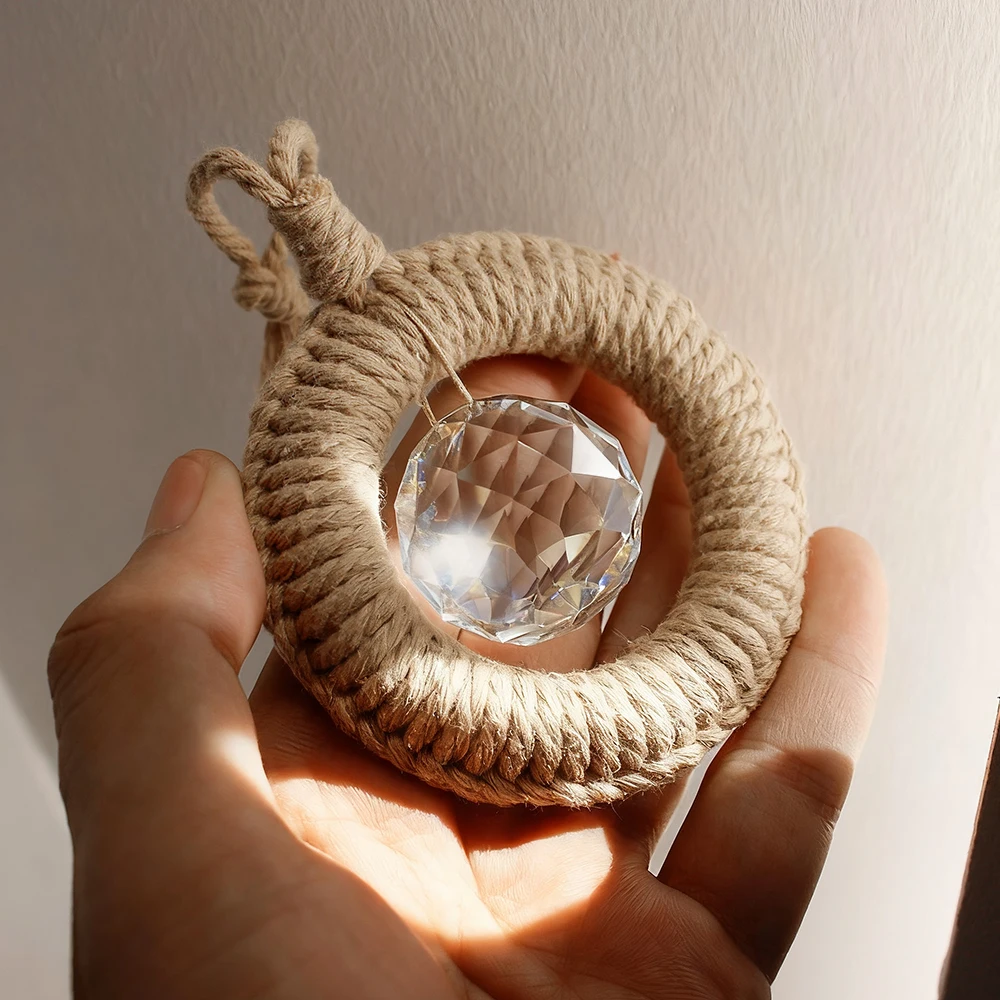 Beginner-Friendly Tutorial + Round Crystal Suncatcher | Window/Living Room Decor | Bohemian Style | DIY Macrame Kit - view 5