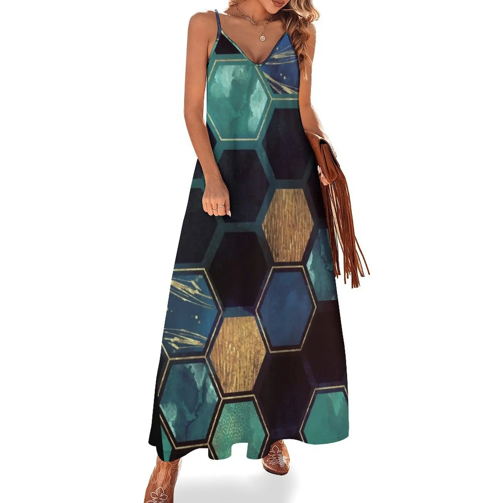 

Blue and Gold Sleeveless Dress purple dress Long dresses Dresses for wedding party Prom gown