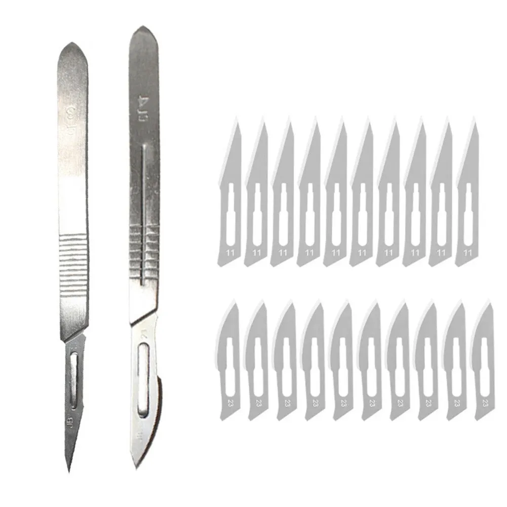 20pc Carbon Steel for blades 2pc Handle DIY Engraving Craft Knives Cutting PCB Repair Sword Hand Tools Carbon Steel