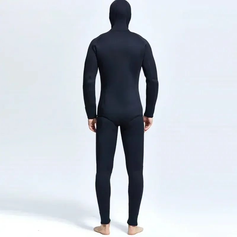 7MM Men Wetsuit Hooded Two Piece Swimwear Winter Thickening Thermal Swimsuit Spearfishing Diving Underwater Hunting Clothing