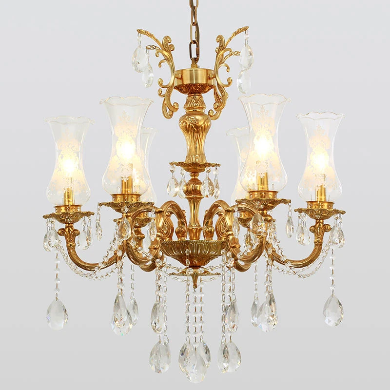 Französische Villa Wohnzimmer Esszimmer Pendelleuchte Bronze Luxus Messing Antik Reproduktion Kronleuchter