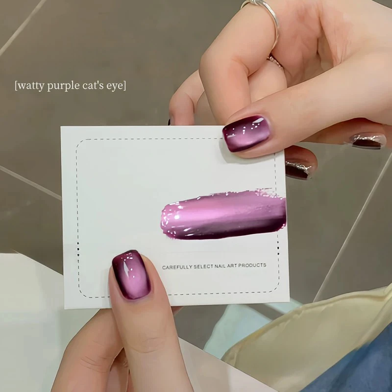 10ML 1-6 pièces eau violet clair perle de verre oeil de chat aimant Gel vernis à ongles fournitures pour ongles automne violet noir oeil de chat colle à ongles