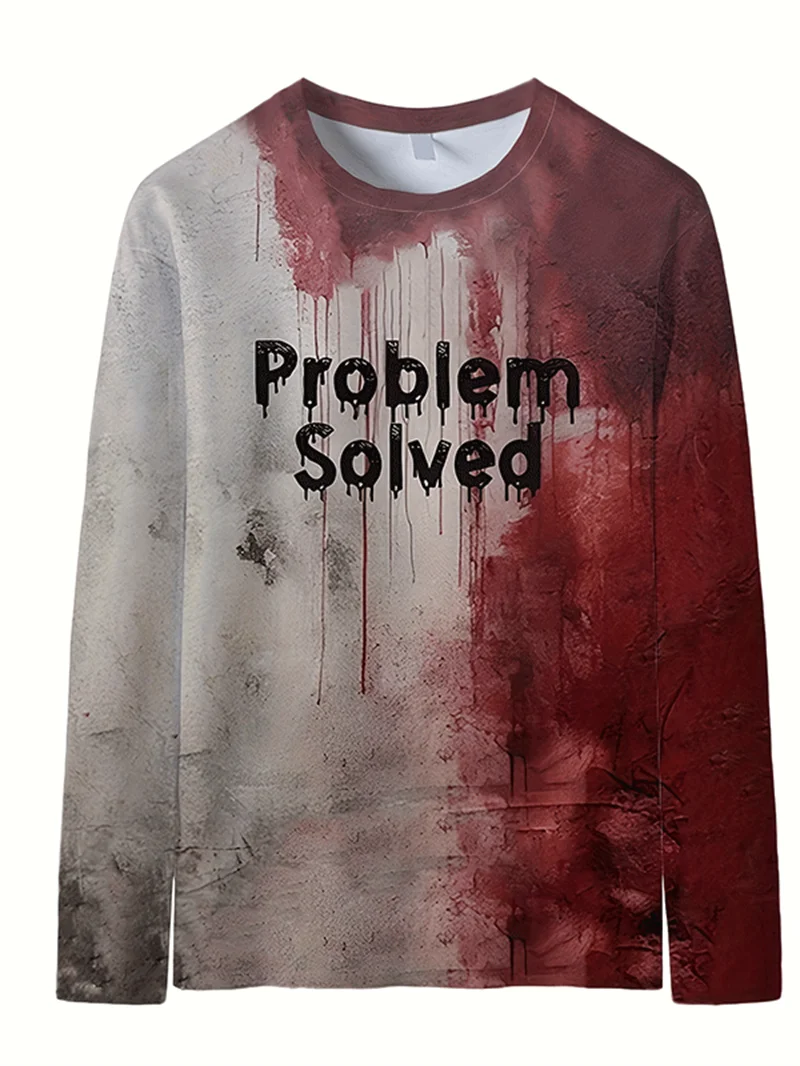 Women New 3D Printed Horror Halloween Styles Long Sleeve T Shirt Harajuku Bloody Patterns Graphic Round Neck Long Sleeve T Shirt