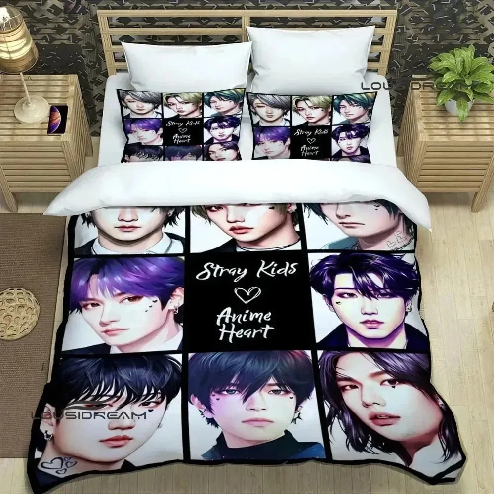 KPOP S-Stray-K-Kids Print Bedding Sets Exquisite Bed Supplies Set Duvet Cover Bed Comforter Set Bedding Set Luxury Birthday Gift