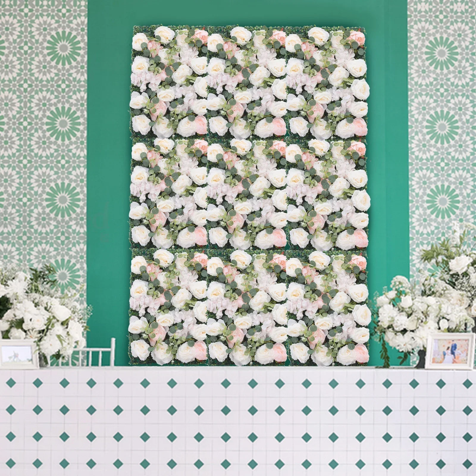 

6 шт. розовый, белый шелковый цветок, набор настенных панелей, искусственная роза, цветочный фон 24x16 из искусственного пиона, домашний декор для свадебной вечеринки, ребенка