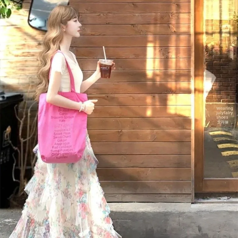 

Ele V-ne Lace Splice ort Sve Knitted T-irt Top Floral Me Long Skirt Two-piece Set Women's Soft Breeze Sle