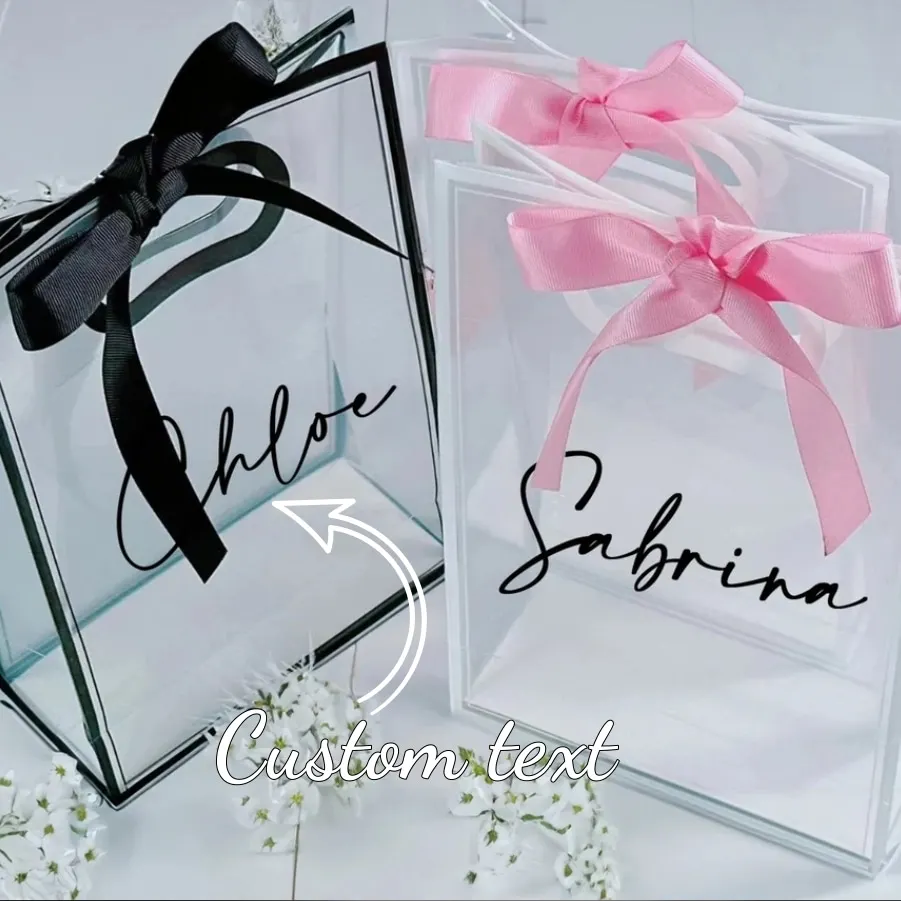 Custom Lettered Transparent Hand Gift Bag Suitable For Bridesmaid Wedding Party Gift Valentine's Day Christmas Custom Gift Bag