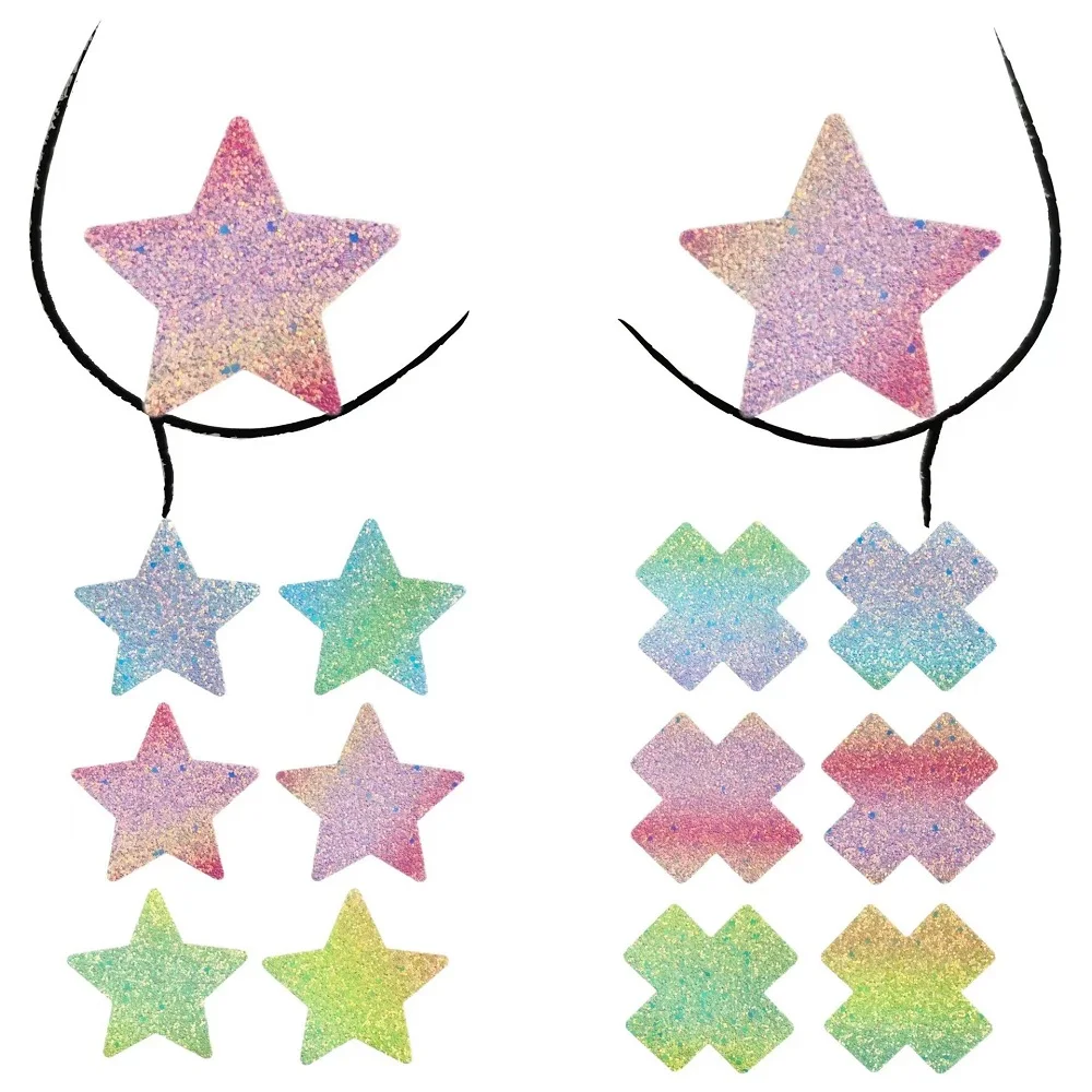 10 Paar Frauen Einweg glänzend hellrosa grün Glitter Nippel Abdeckung selbst klebende Brust Aufkleber Party niedlichen unsichtbaren Pasteten