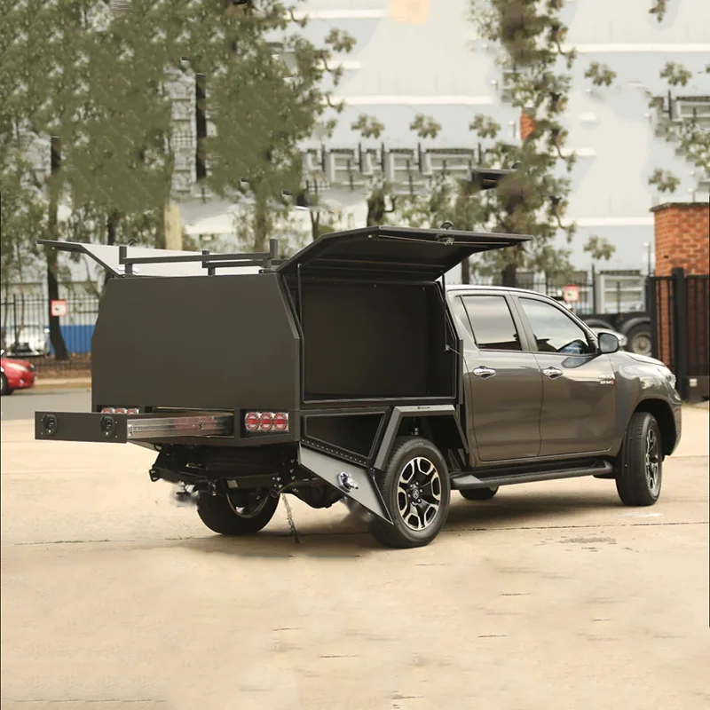 Dual/single/extra Cab Aluminum Ute Tray and Canopy with Mud Guards, Tire Carrier and Toolbox for Pickup Truck