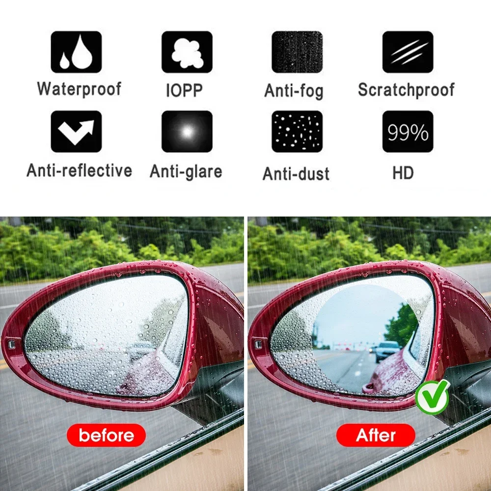 Auto-Rückspiegel-Schutzfolie Seitenfenster-Aufkleber Anti-Nebel Blendschutz Regenfest Wasserdicht Auto-Spiegelfolie Klare Nano-Beschichtung – Detail 6