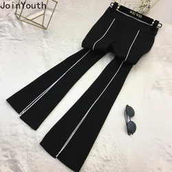 2023 New Bottoms Summer Fashion Flare Pants abbigliamento donna vita alta tunica Split pantaloni Casual Vintage Black Pantalon Femme