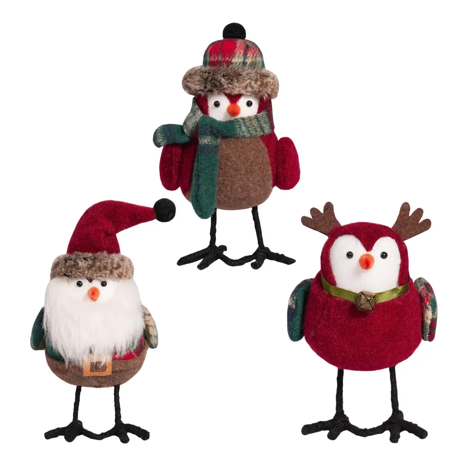 ตกแต่งตารางคริสต์มาสนกเครื่องประดับคริสต์มาส Tabletop Decor ประดิษฐ์ตุ๊กตานกสําหรับชั้นวางเทศกาลห้องนอน Desktop Decor