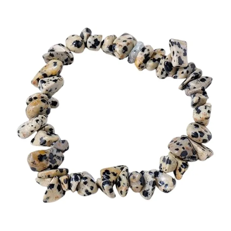 Dalmation Jasper Elastic Multiple Crushed Stone Natural Crystal Bracelet Suitable For Men Women 3-8mm Raw Chip Gemstone Jewelry