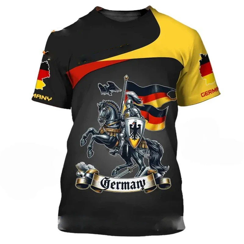 

Футболка с национальным гербом Германии для мужчин, летняя модная футболка с принтом и короткими рукавами, футболка Knight Street, летняя трендовая футболка
