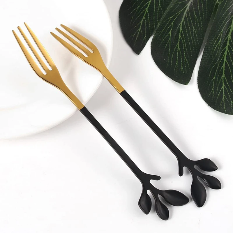 Aço inoxidável Folha Aperitivo Sobremesa, Lava-louças Safe, Black Gold, 10 Pcs