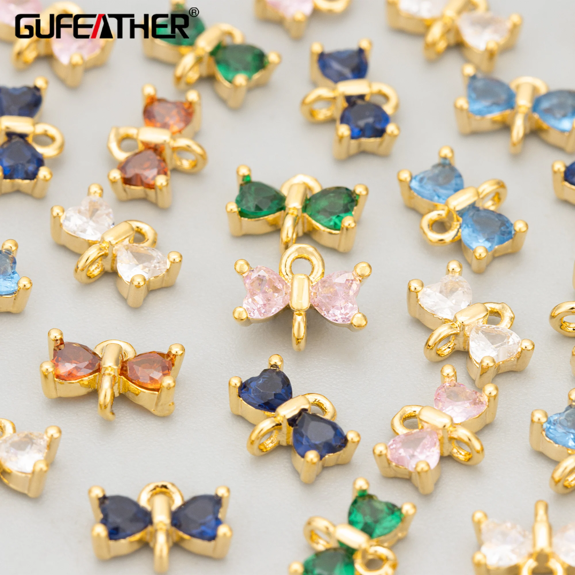 10 шт./партия, подвески для бижутерии, из меди и циркона