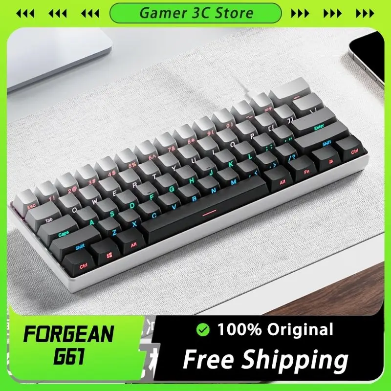 

Forgean G61 Wired Mechanical Keyboard Rgb Backlight Hot Swap Gaming Custom Keyboard 68keys Ergonomics Pc Gamer Accessory Office