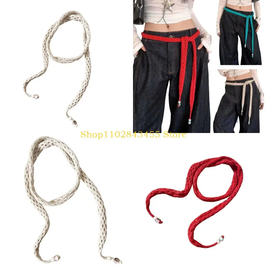 49MC Stylish Hollow Out Knitted Belt Scarf Unisex For Spring Summer Outfits